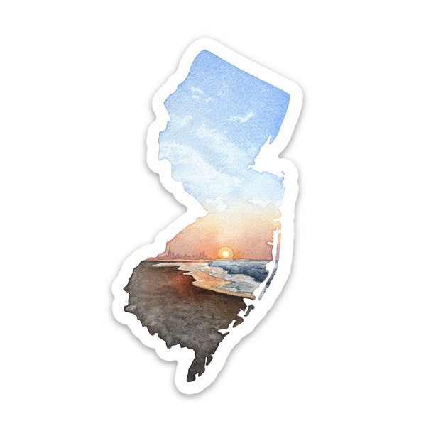 New Jersey Shore New York Skyline Vinyl Sticker