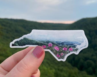 Pegatina de vinilo del estado de Carolina del Norte: Montañas Blue Ridge