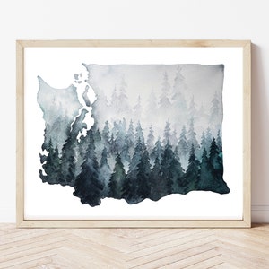 Washington State | Digital Download| Printable Art | Modern contemporary art | Map Art| Downloadable Print| Washington Watercolor