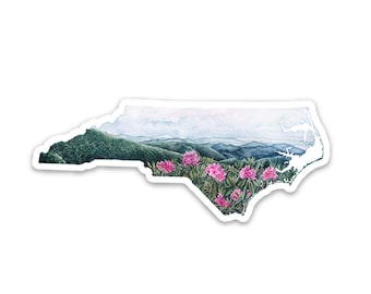 North Carolina State Vinyl Sticker Decal Blue Ridge Mountains