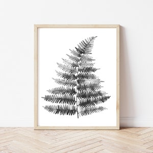 Black and White Maiden Fern | Digital Download| Printable Art | Modern contemporary art | Botanical Art| Downloadable Print| Fern Watercolor