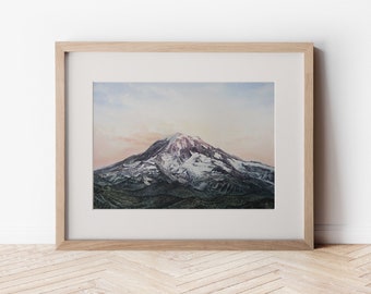 Mount Rainier Pacific Northwest Mountain Watercolor Art Print 8"x10"  11"x14"  PNW Decor Artwork Unframed