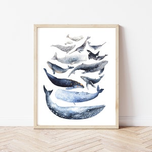 Whale Stack | Digital Download| Printable Art | Modern contemporary art | Scandinavian nursery art| Downloadable Print| Whale Print