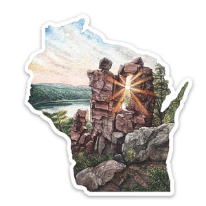 Wisconsin State Wandern Devil's Lake Devil's Doorway Wandern Abenteuer Vinyl Aquarell Aufkleber