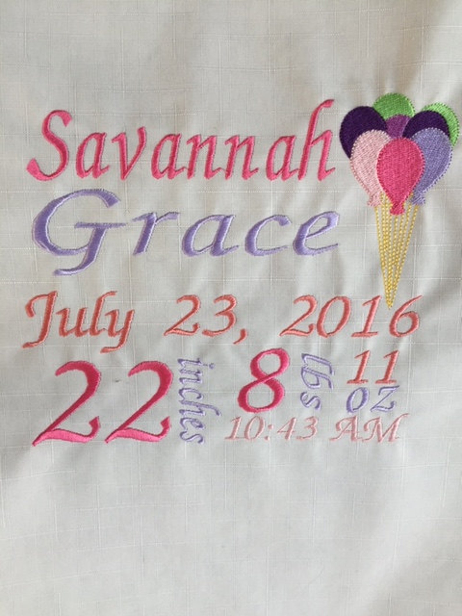 Birth Announcement Baby Girl Gift Personalized Baby Gift Etsy