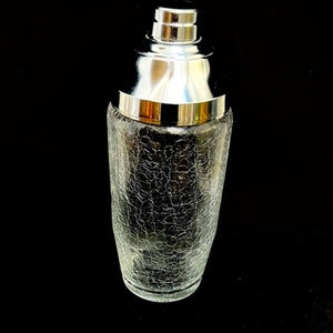 カクテルシェーカーグラス ミッドセンチュリー ひび割れガラス バーアクセサリー、レトロバー マティーニシェーカー バーカート 彼へのギフト 男の隠れ家 装飾 ギフト お父さん