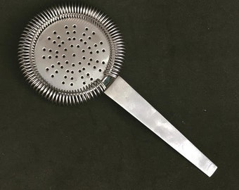 Vintage German Stainless Steel Bar Strainer: Cocktail Hawthorne Strainer