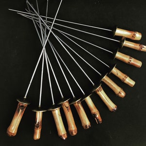 Skewers sticks Vintage Bamboo handle roast marshmallows Grilling Barbecue Skewers Set, Pikes fruits kebab, 60s Barbecue Accessories Boho