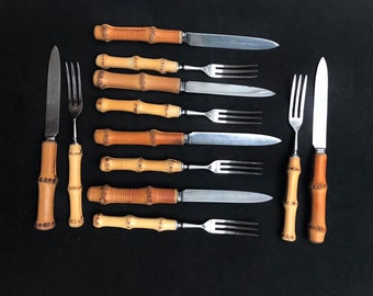 Bamboo Handle Cutlery Etsy Uk
