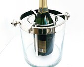 Christofle Champagne Ice Bucket Fleuron Vintage Silver Plated Glass wine cooler chiller bar cart decor bartender gift for him wedding gift