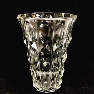 Vase clear glass  Large Vintage 1930&#39;s, Art Deco Style, Geometric Shape, Heavy Glass made in Czechoslovakia