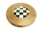 Vintage compact mirror powder Mother of Pearl round AGME Swiss Made Vanity bag hand gift collection