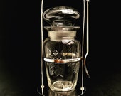 Pickles jar cut crystal silver plated English castor fork 1890s 1900s Table Cruet Pickle Jar Caddy Glass Bottle on Stand Fruit Fork Handle