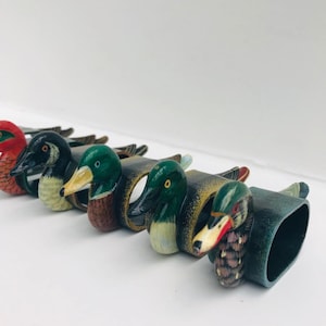 6 anelli per tovaglioli vintage a forma di anatra, set da cacciatore di animali, 6 tovaglioli decorativi da regalo, decorazione per la casa boho chic, amante della caccia all'anatra francese