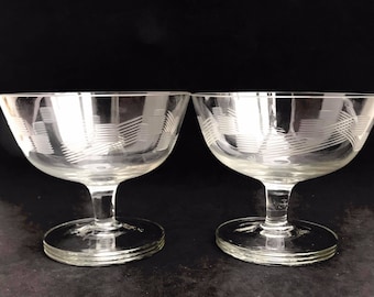 2 Antique Champagne coupes glasses crystal cut coupes 1920s French set 2 Stem bar cart decor wedding bartender cocktail glasses gift