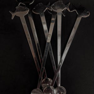 Cocktail stirrers Bar spoons long Coffee Tea Stirring 6  Drinks accessories cocktail Champagne Stirrers Fish shaped stainless bar gift