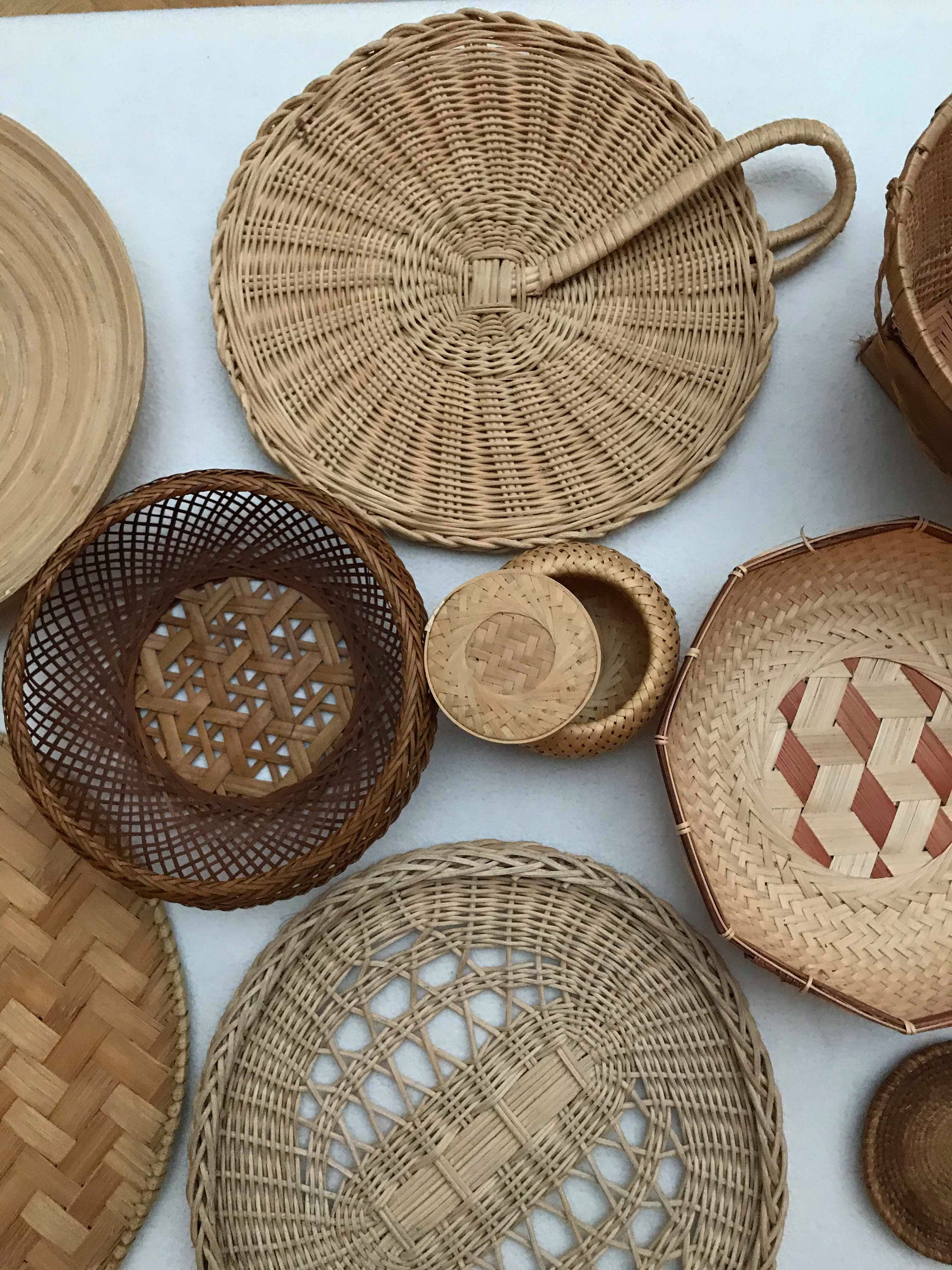 Boho wall art Woven Basket Wicker wall basket round rattan ...