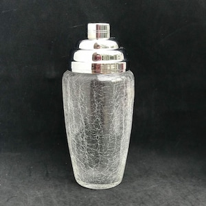 Vintage Cocktail Shaker, Stainless Steel and crystal  Bar Accessories Mid Century Martini  cocktail mixing glass