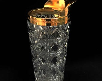 Mid Century Kristall Cocktail Krug: Golden Rim Barware, Belgien