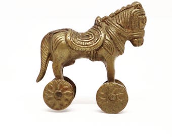 インド 寺院玩具 ヴィンテージ 馬 ウマ 動物 置物 真鍮 アンティーク