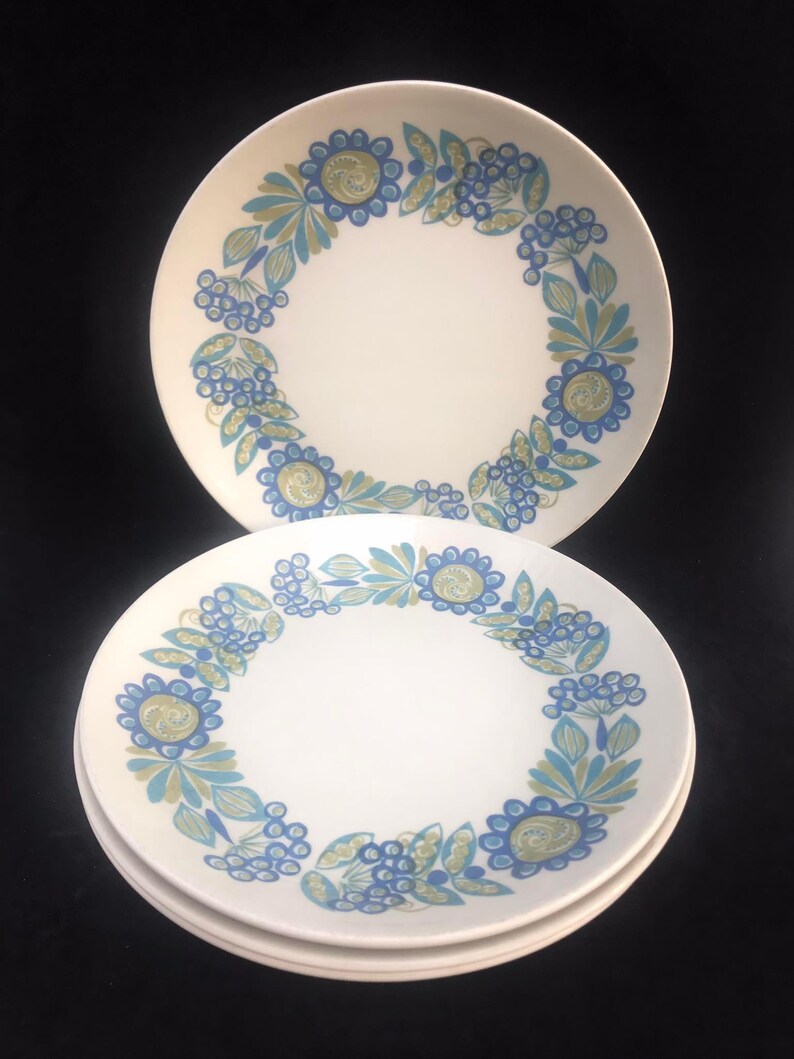 Figgjo Flint Salad plates by Turi Gramstad-Oliver, Tor Viking pattern Set 4 plates, 20,5 cm/8