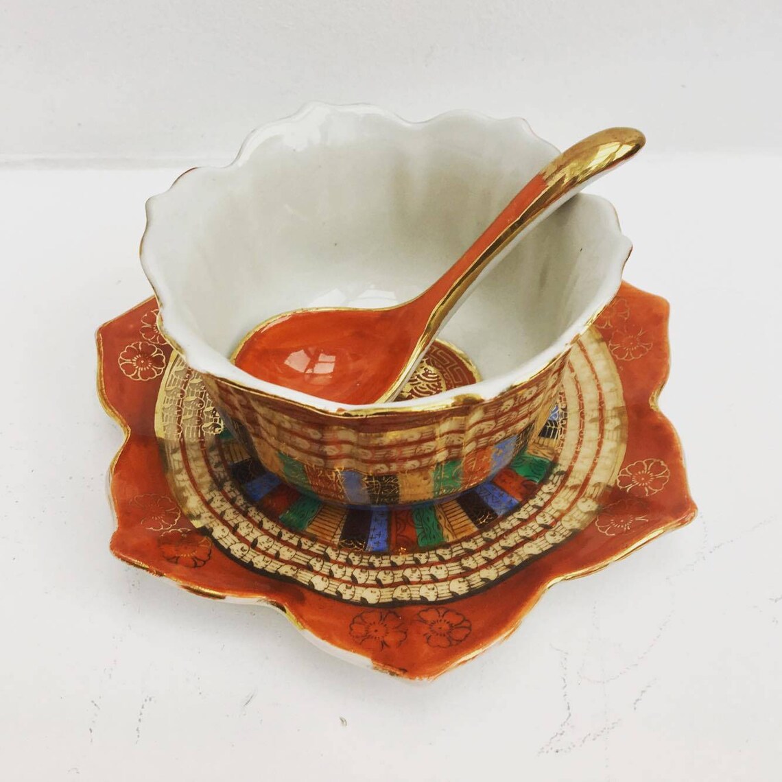 Vintage Asian Chinese Soup Bowl Rice Bowl With Spoon Etsy UK