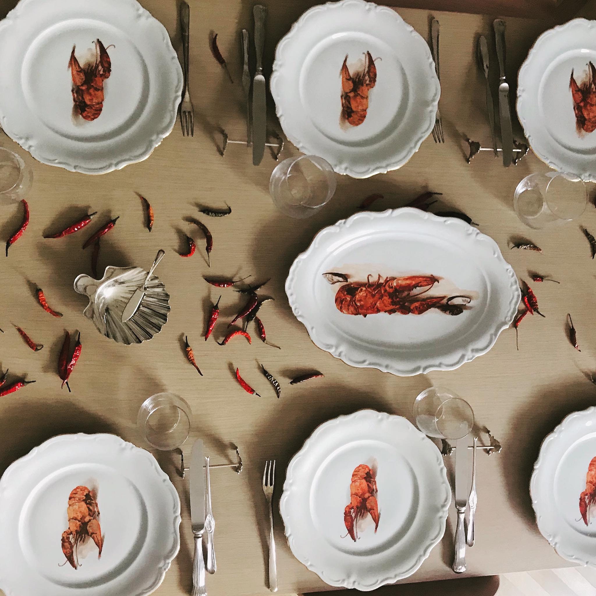 Lobster plates Dish Set Plates Seafood serving plate Vintage Etsy