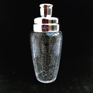Vintage Stainless Steel Cocktail Shaker: Cracked Crystal Martini Mixer