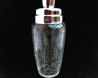 Vintage Shaker à Cocktail en acier inoxydable et verre craquelé extra large 60s déco bar  accessoires bar