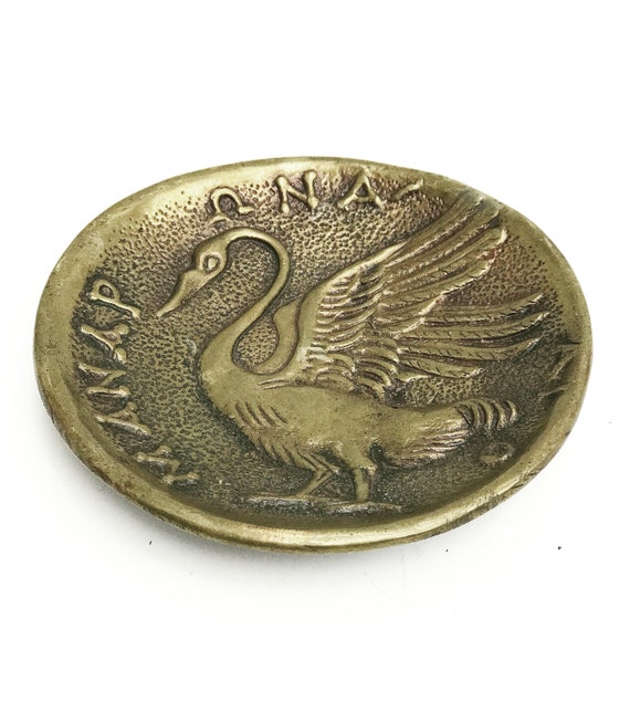 Bronze tray pin dish coin key vide poche with Swan