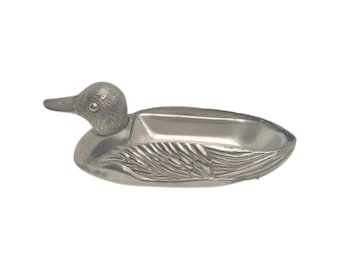 Burriera d'anatra placcata in argento vintage: piatto per paté anni '60