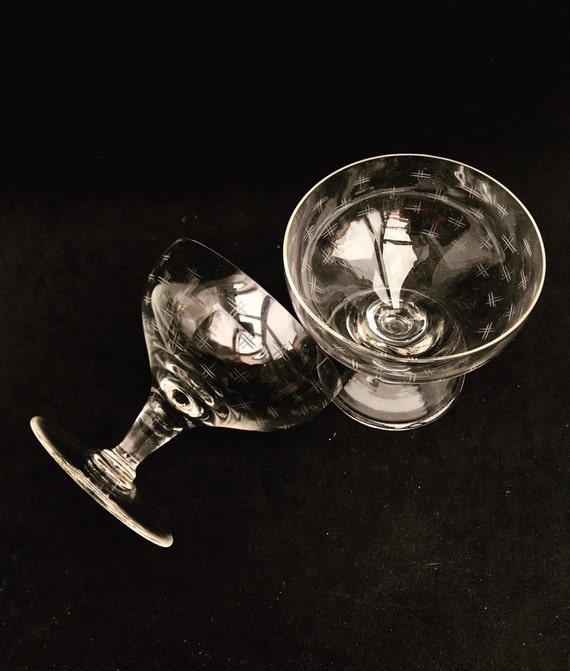 2 Antique Champagne coupes glasses crystal cut coupes 1920s French set 2 Stem bar cart decor wedding bartender cocktail glasses gift