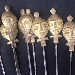 Skewers sticks Set barbecue pikes Gif for Him grilling kebab brass 60s garden party barbecue accessories vintage outdoors living
