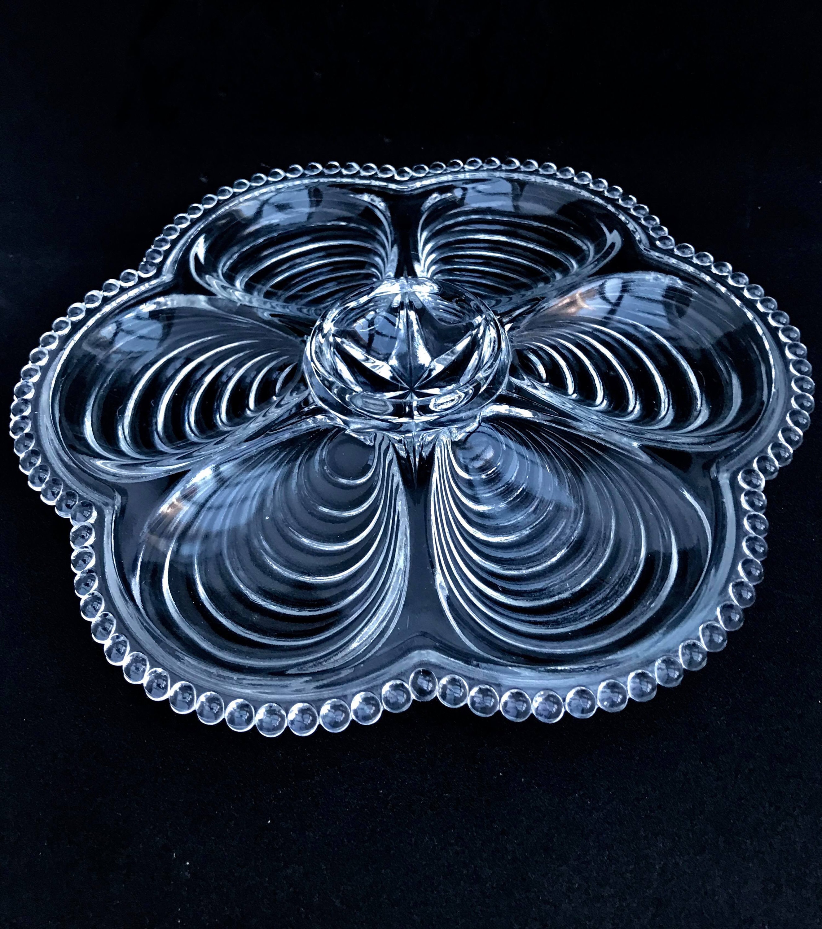 Oyster Plate Clear glass 1 Oyster Plate with Glass Beads Etsy