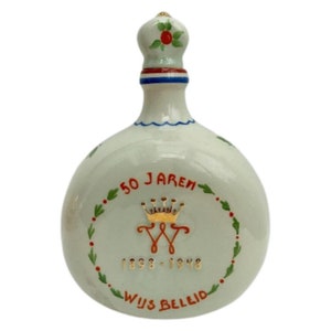 Niederländische Keramik Gin Flasche: Königin Wilhelmina 50 Jahre Jubiläum
