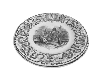 Antique Napoleon Bonaparte Plates: Boch Freres Transferware, Belgium (Set of 2)