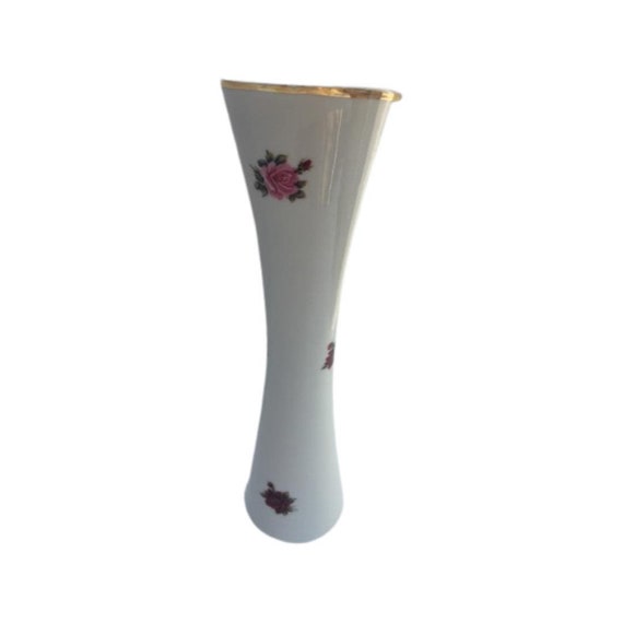Hollohaza Porcelain Vase: Hungarian White Vase With Roses Hollohaza Porcelain Vase: Hungarian White Vase With Roses