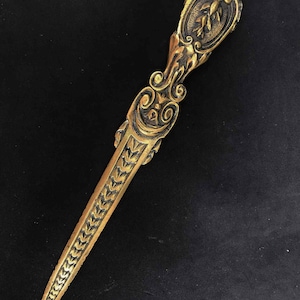 Abrecartas Arte Latón Bronce Cortador de Papel Cuchillo Abrecartas Regalo para él Accesorios de escritorio Decoración de escritorio antigua Bélgica