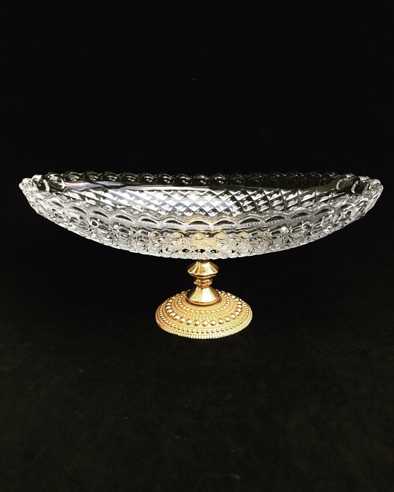 Compote Bowl Hollywood Regency Crystal Brass Fruit Candy Bowl Etsy
