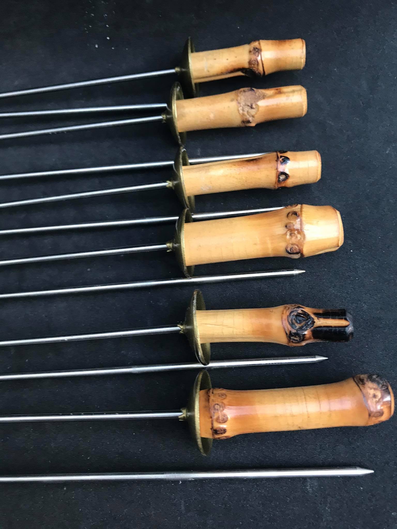 ヴィンテージ竹ハンドル串セット：ステンレススチールBBQパイク