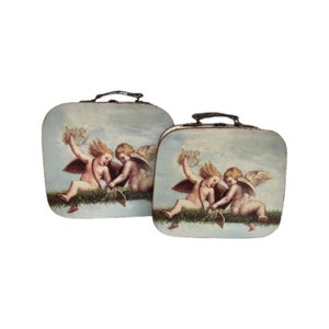 Koffers Kartonnen reisbagage Vintage engel cherubijnetui shabby make-updoos kinderkamerinrichting Treinreizen Weekend Retro Opberger tentoon