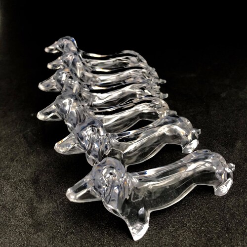 Dachshund Lucite clear acrylic knife Rests Mid Century gift dog lover Vintage sales knife Set, Retro Table holders hostess gift for best friend