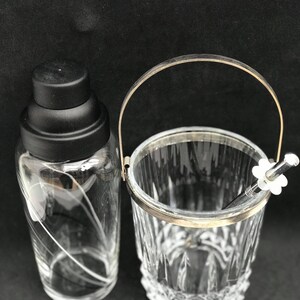 Seau à Glaçons Glace en Verre et Métal - Accessoire de Table Vintage
