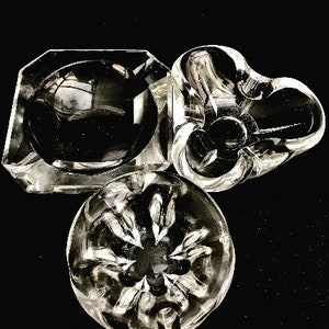 Crystal Ashtray Val Saint Lambert Blown Lot 3 Clear Crystal desk accessories ornament gift collector tobacciana colletion