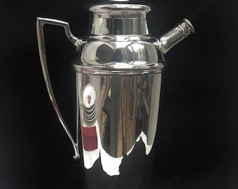 Antique Silver Plated Cocktail Shaker: Art Deco Barware, English Martini Tool
