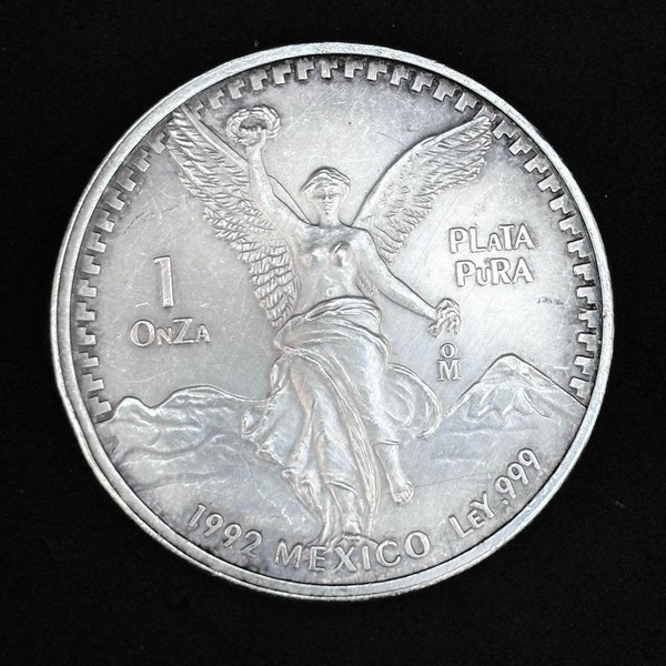 Mexican Silver Coin 1992 Mexico Silver Onza Libertad 1 oz Numismatics rare coin Angel of Independence Gift for collector