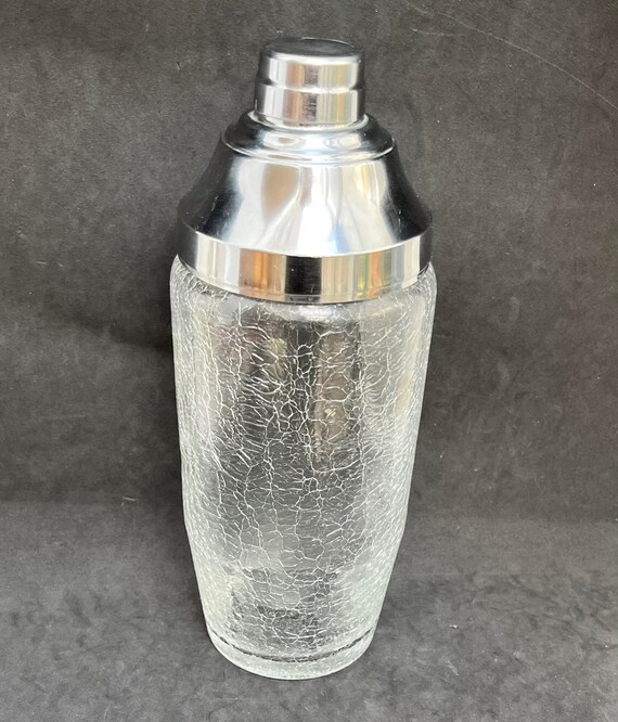 Vintage Craquelé Glas Cocktailshaker: Mid Century Bar Zubehör