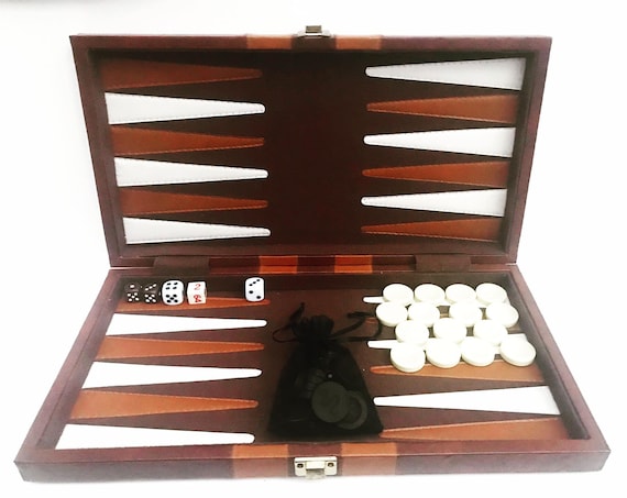 Vintage Backgammon Case Table Game, Backgammon Set, Brown Case, Portable Backgammon, Travel Game Set, Family Table Game, Gift for Him