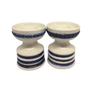 Porcelain Candle Holder Goebel, West Germany, 1967, white blue porcelaine Vintage, Candlestick , Pair white candle holders, 60s German