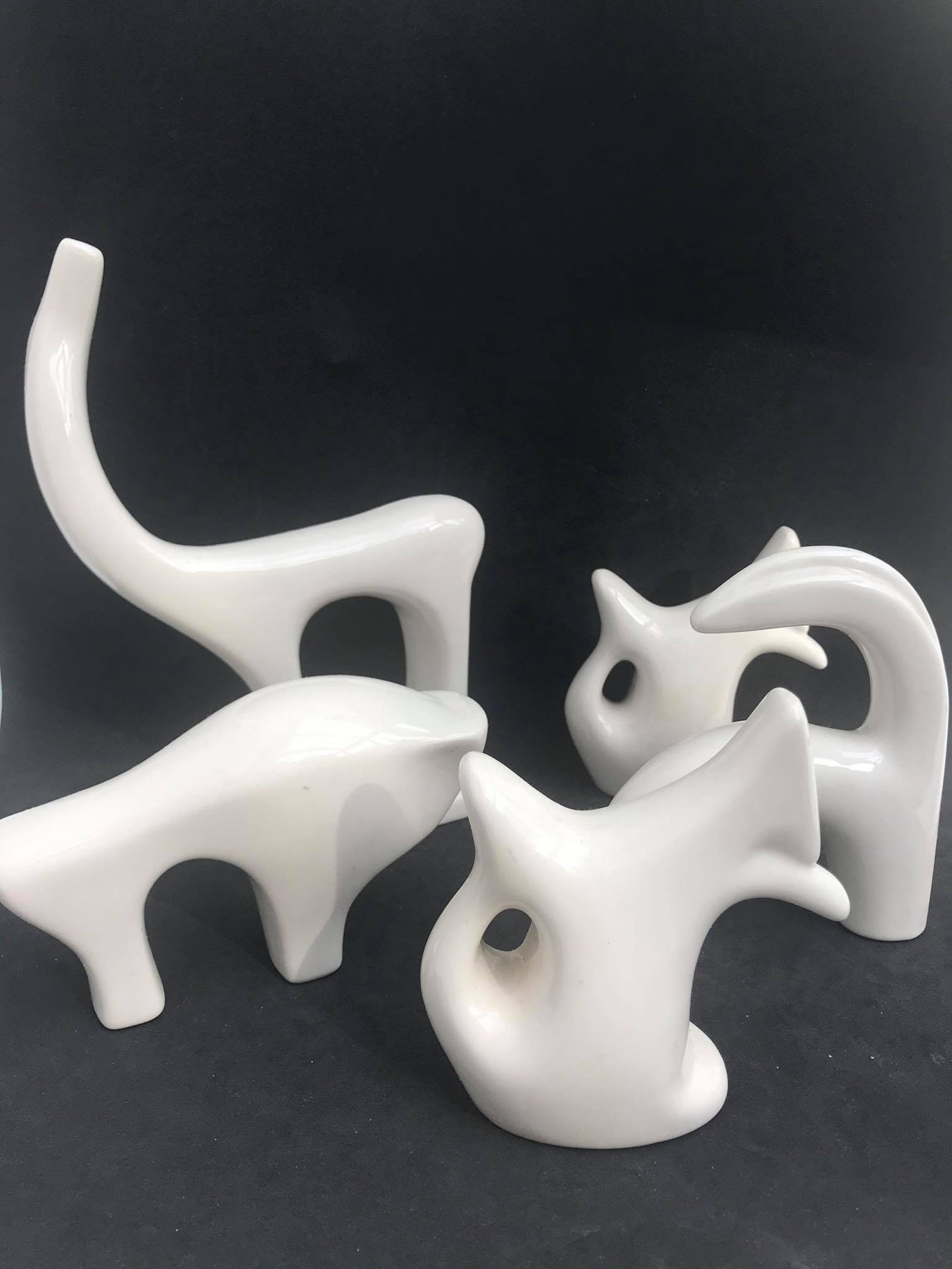 Animal Figurines White Ceramic Glazed Modernist Cubist Etsy
